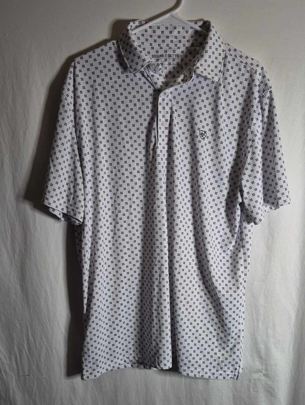 Aria White Polo with Navy Micro Motif